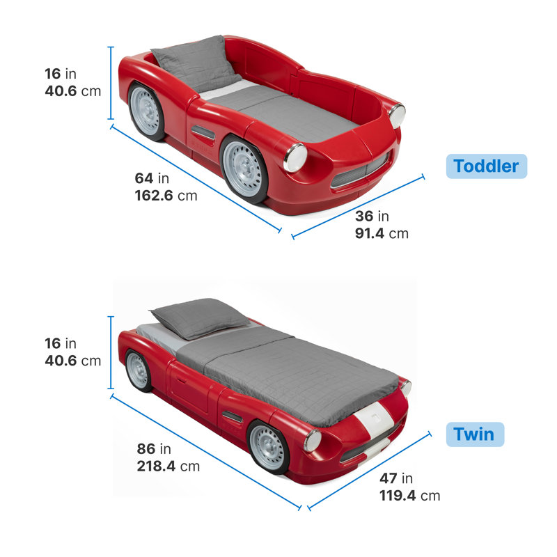 Step2 Toddler to Twin Size Children’s Roadster Car Bed Frame, Red