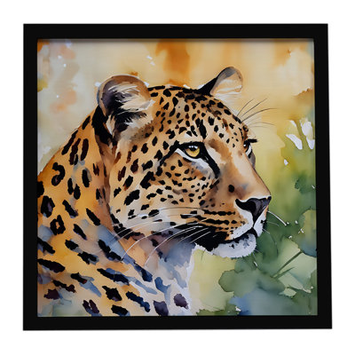 Léopard, reproduction métallique encadrée