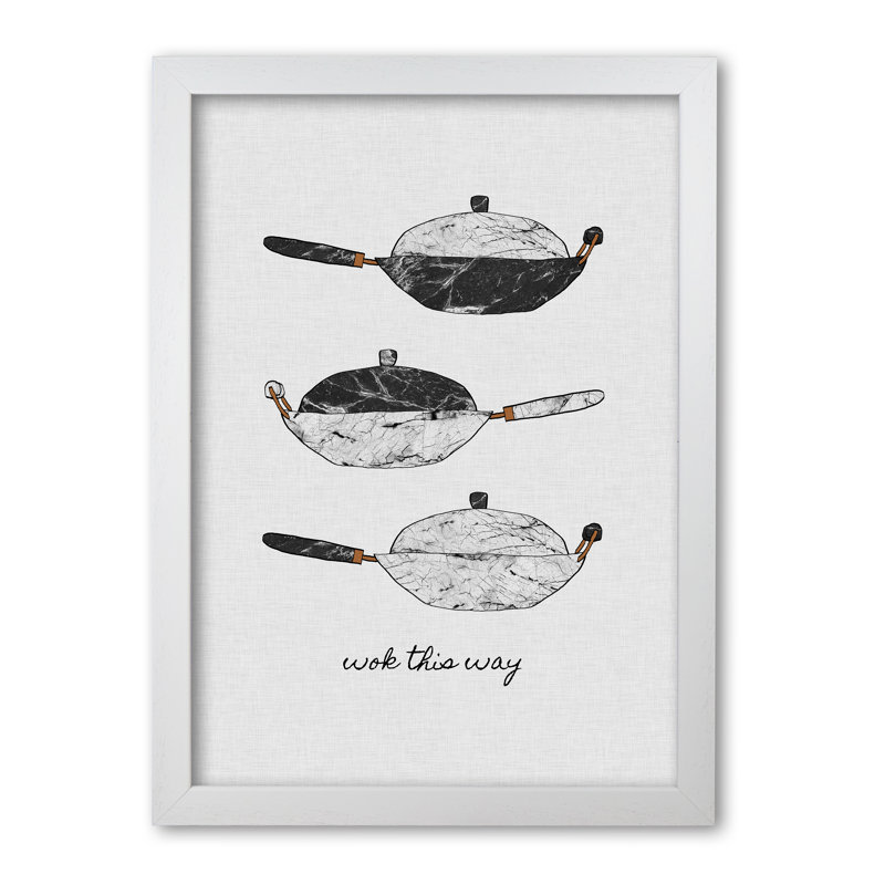 Wok This Way - Print, White Grain Frame, 85 cm H x 60 cm W x 5 cm D