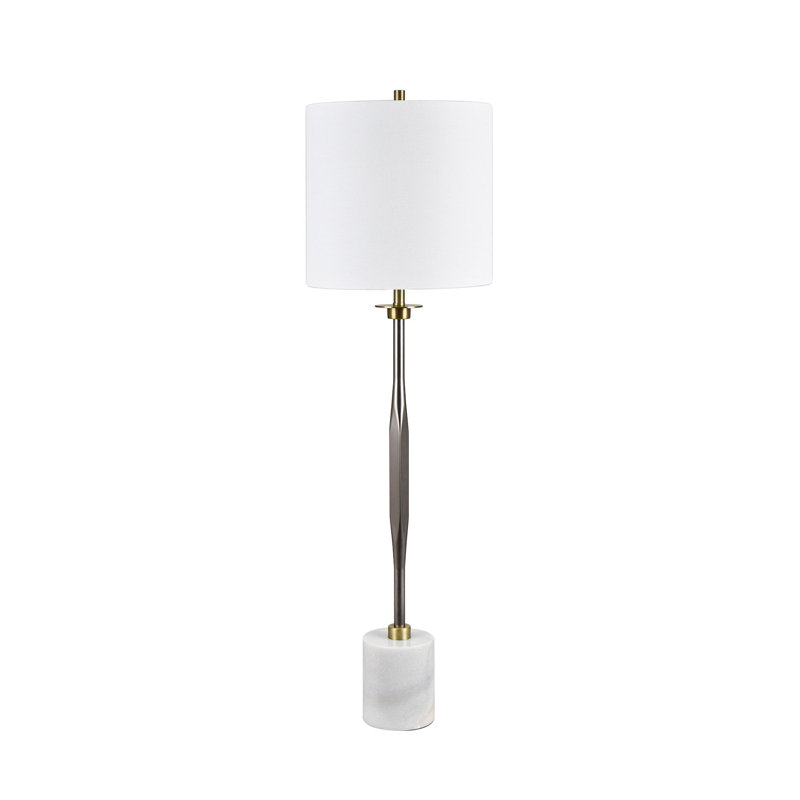 41.75" Metal Table Lamp With White Shade