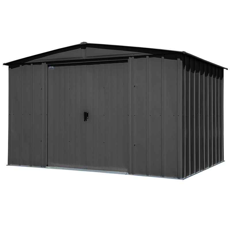 Charcoal 8' x 10' Galvanized Steel Peak Roof Storage Shed
