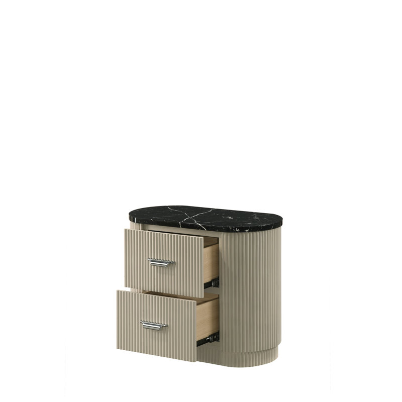 Gray Linen & Beige Nightstand