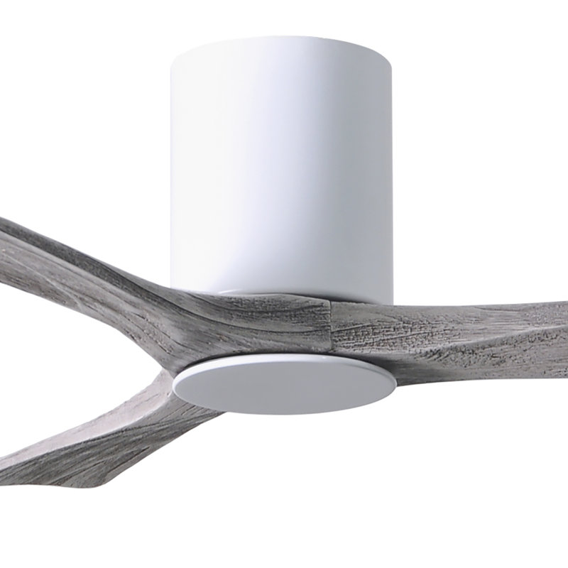 Irene LED Ceiling Fan, Gloss White, Barn Wood Tone, 52"