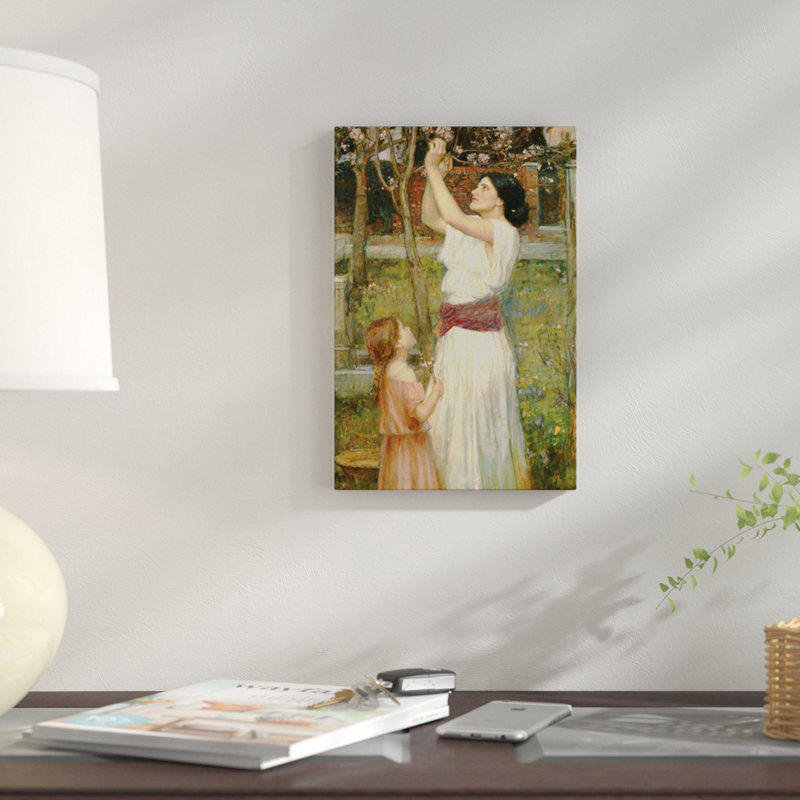 " Almond Blossoms, C.1916 " by John William Waterhouse, 12" H x 8" W x 0.75" D, Wrapped Canvas, No Mat