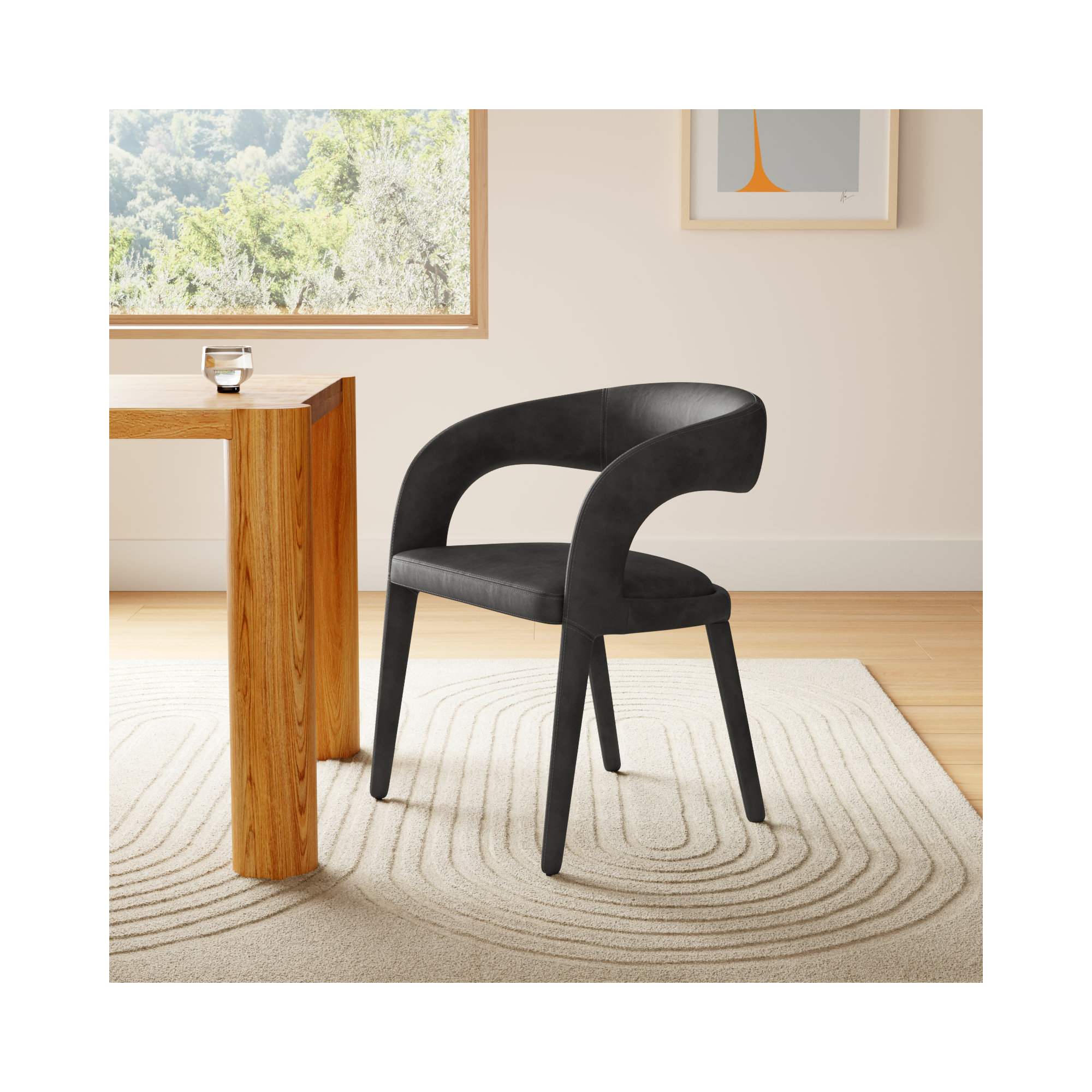 Freestyle Vegan Leather Dining Armchair, Black