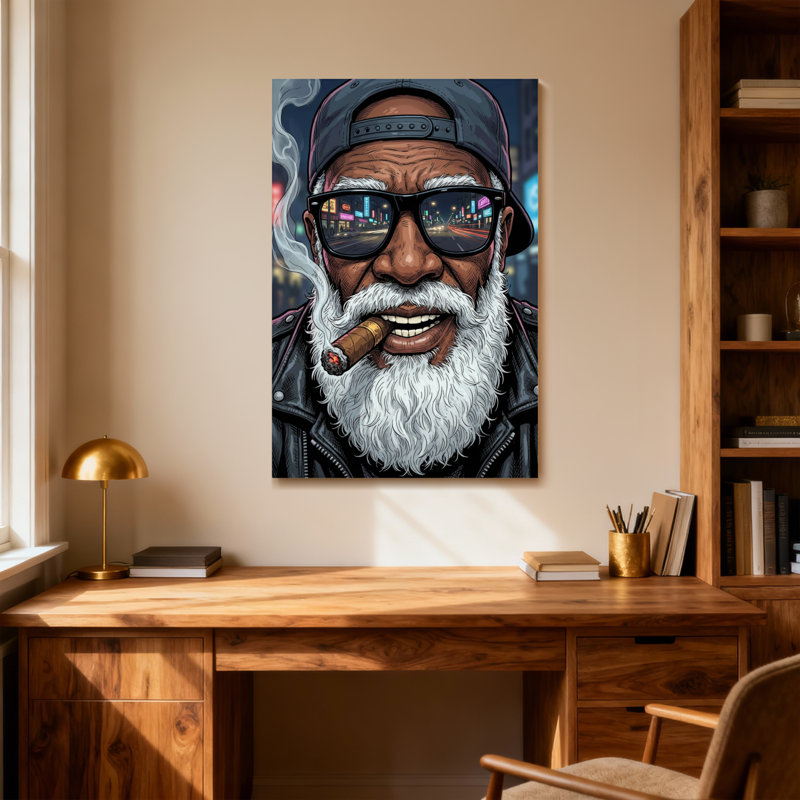 Fashion Urban Elder avec cigare et lunettes de soleil, H 28 po x l 40 po