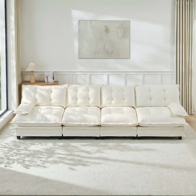 Canapé modulaire Cloud, Beige, 35.4" H x 138.5" W x 33.8" D