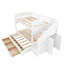 Lit simple superposé simple avec lit gigogne, escalier de rangement, garde-robe et 3 tiroirs, lit en bois de pin massif, blanc-658306960