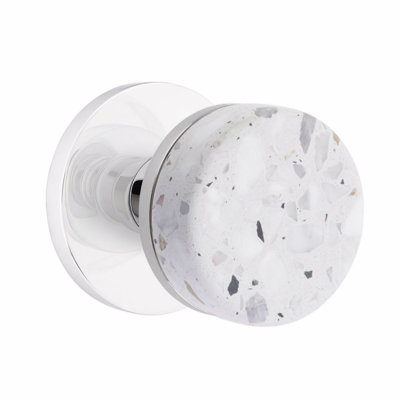 Ensemble de boutons de passage Emtek Select, rosette à disque, tige conique, bouton Terrazzo clair, CF