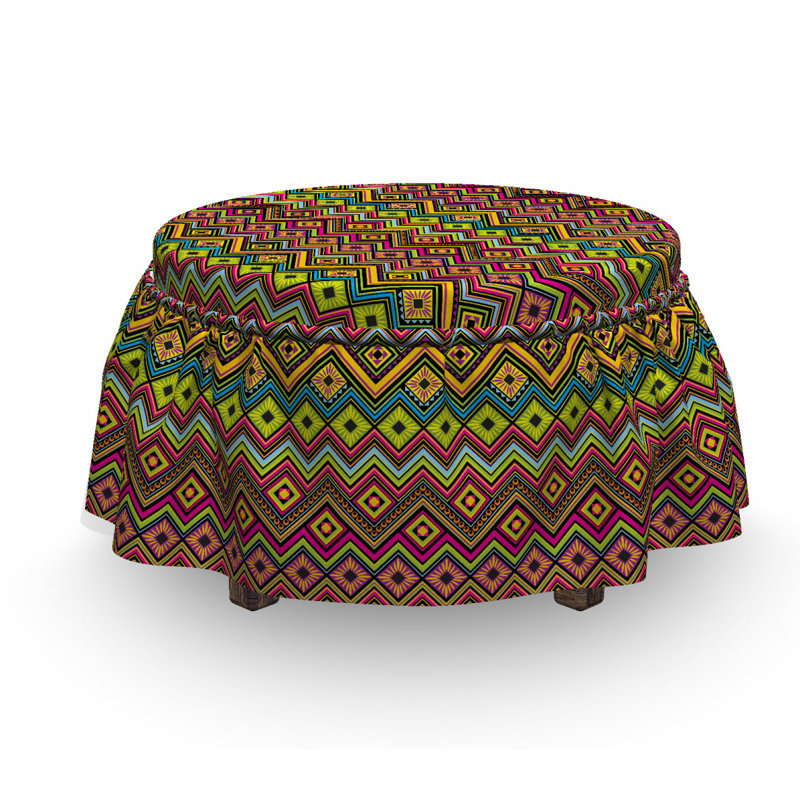Housse pour repose-pieds de motif en zigzag mexicain