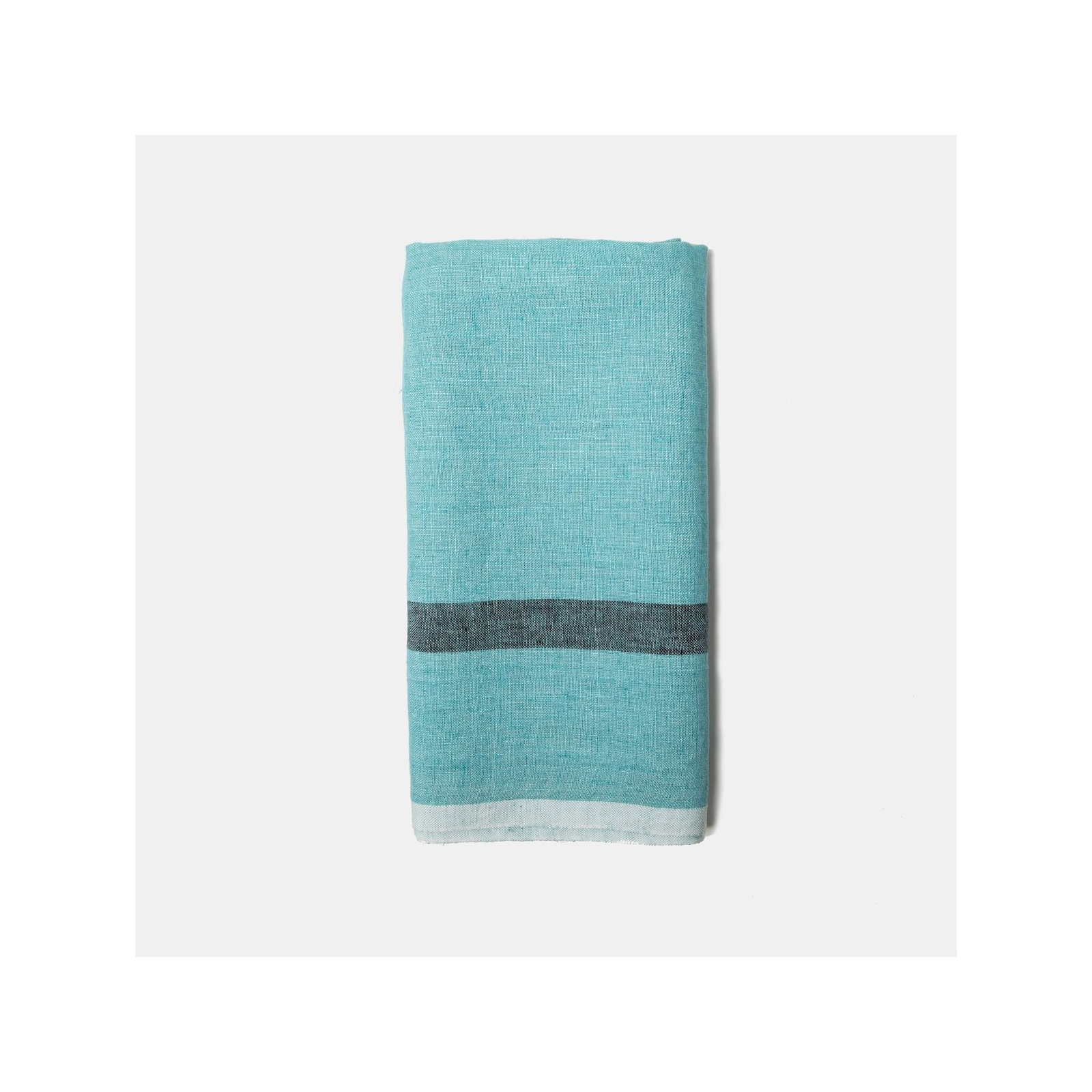 Stripe Tea Towel Kitchen Towel, Aqua/Charcoal