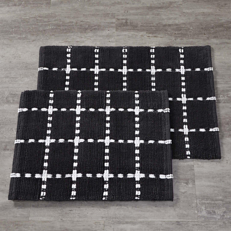 Farmhouse Windowpane 2-Piece Bath Rug Set
