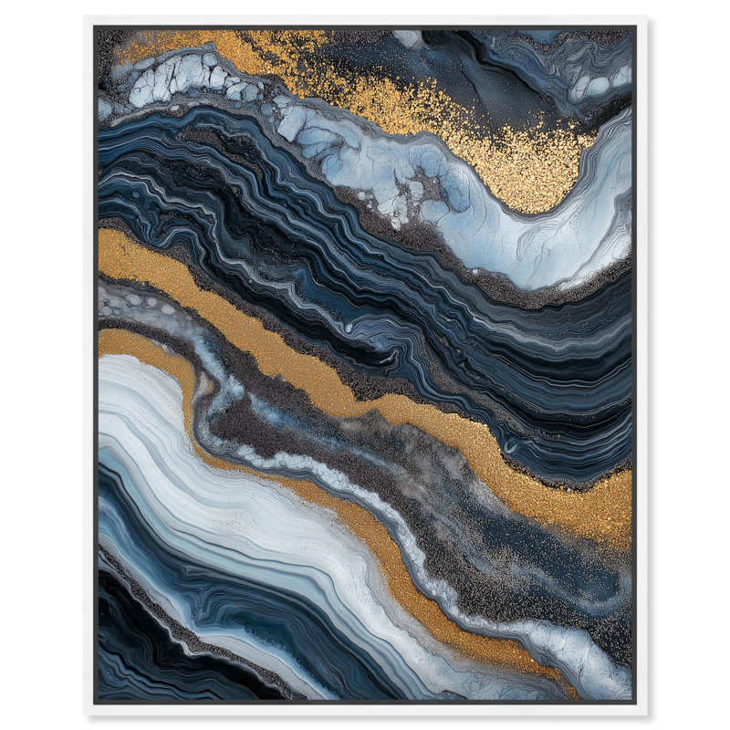 Acrylique Flow I, impression sur toile Geode par , Noir, H 21 po x l 17 po, Cadre flottant