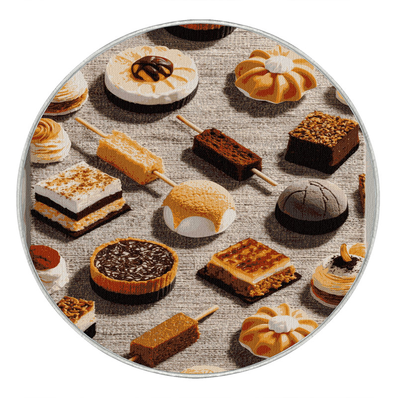  Tapis à motif de desserts lavables International Favorite Desserts, Rectangulaire 7 pi x 10 pi