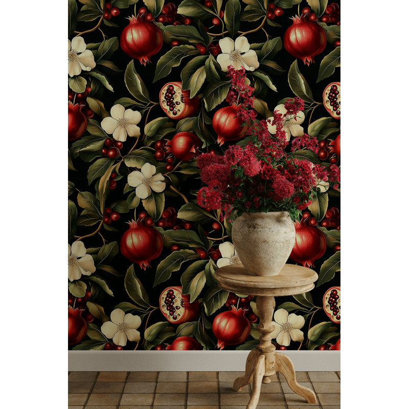 Papier peint luxuriant Pomegranate & Blossoms