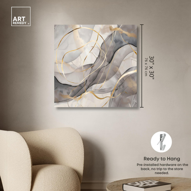 «Gleaming Horizons 3», art abstrait sur pierre par Art Remedy, Toile tendue, H 30 po x l 30 po