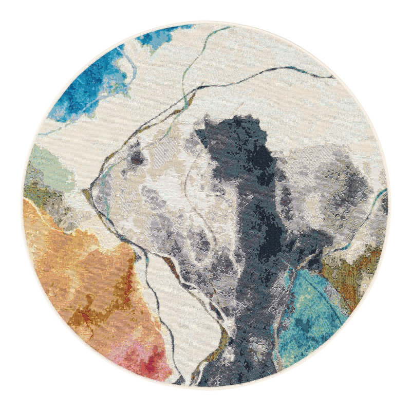 Keazia Indoor/Outdoor Area Rug, Round 4'1"