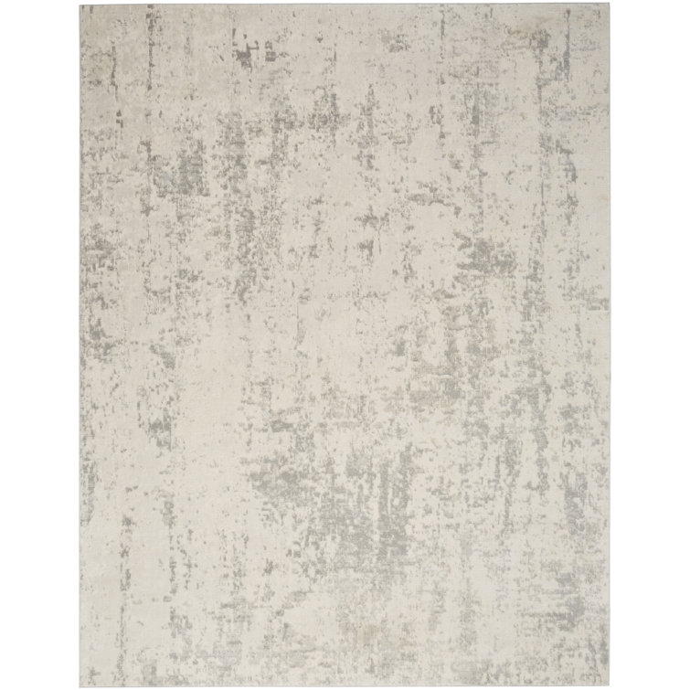 Quam Abstract Modern Machine Woven Area Rug in Cream/Gray
