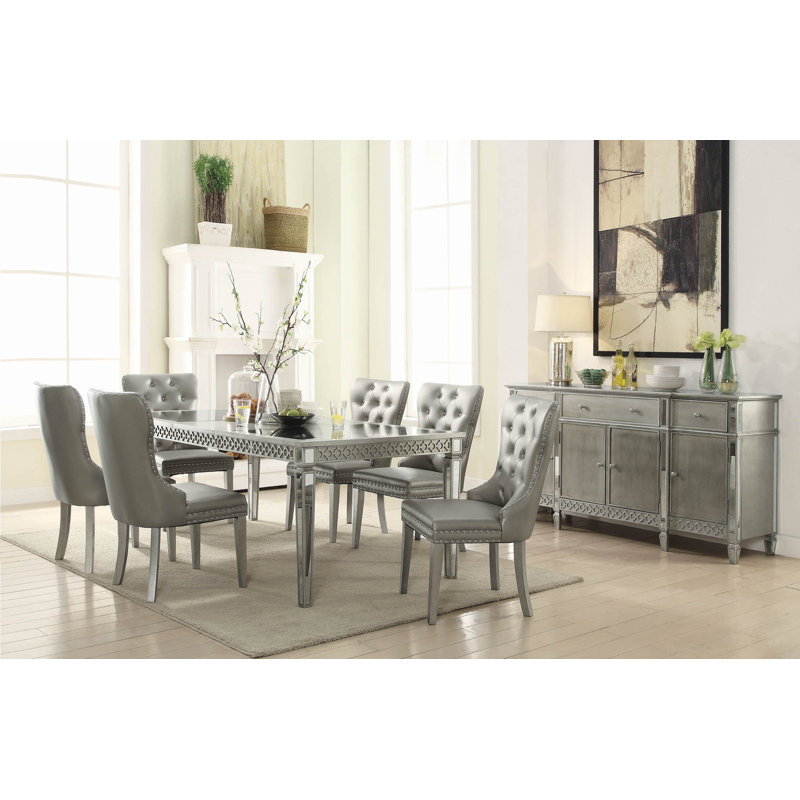 Ensemble de 2 chaises d'appoint en cuir synthétique champagne Kacela