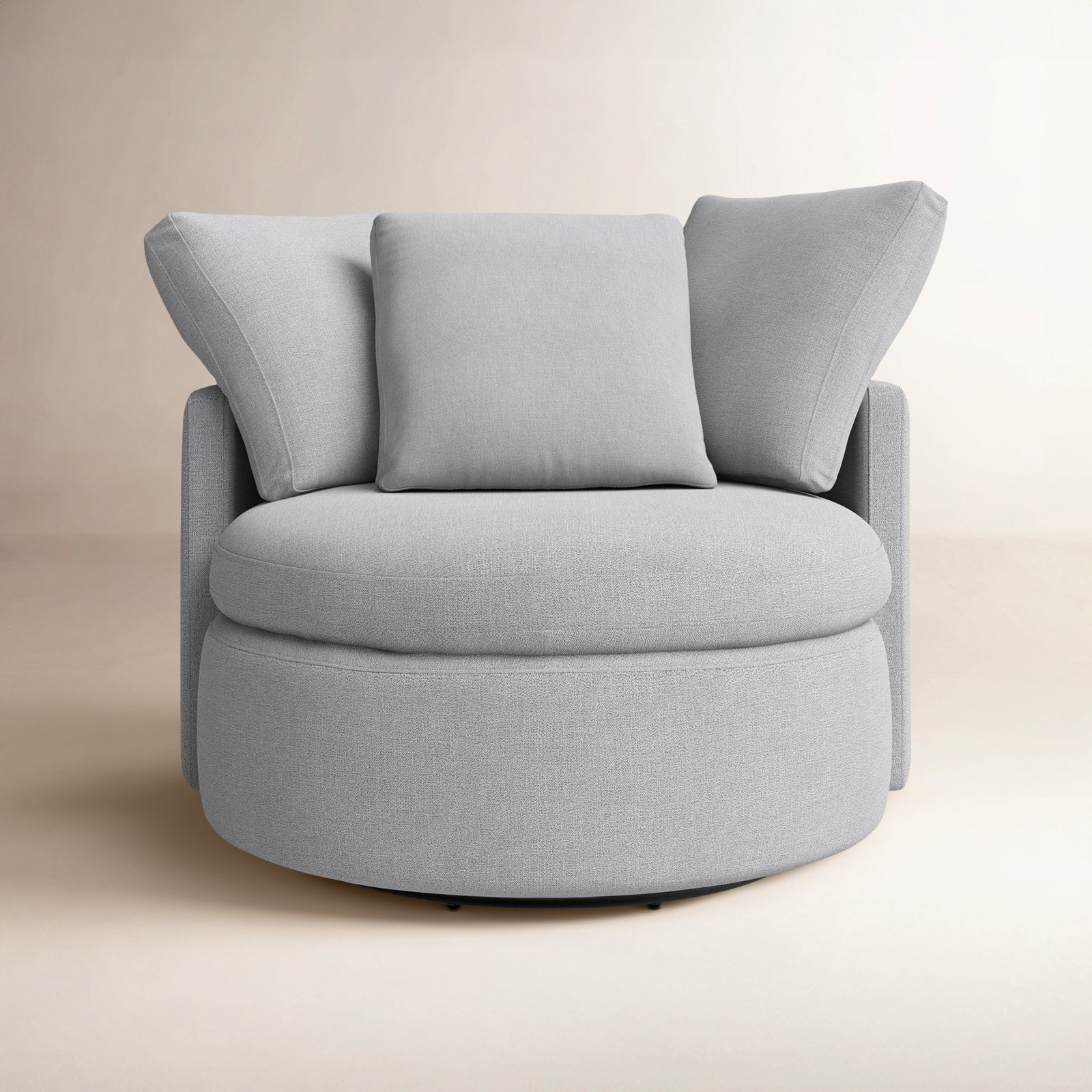 Bertice Linen Swivel Barrel Chair, Effie Gray Performance Linen