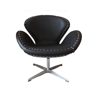Freddy Faux Leather Swivel Accent Chair