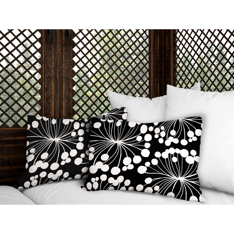 Polyester / Mélange de polyester Housse de coussin rectangulaire intérieure / extérieure lombaire et insert, Noir