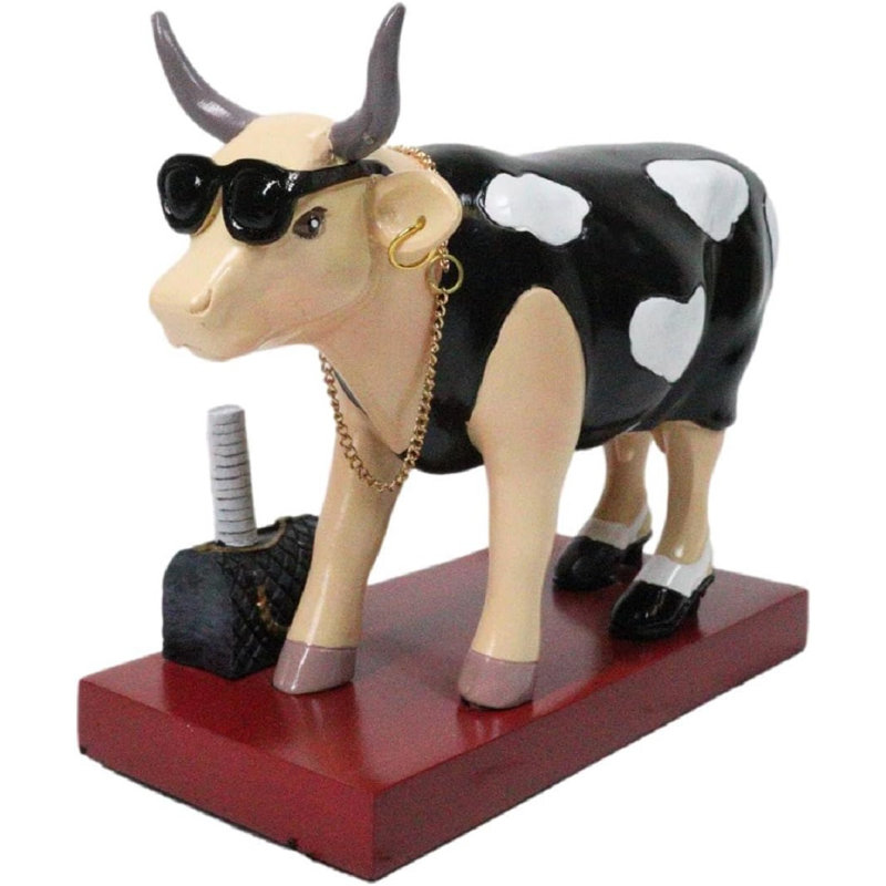 Figurine de collection Cow Parade, déesse de la mode, un taureau avec sac à main noir