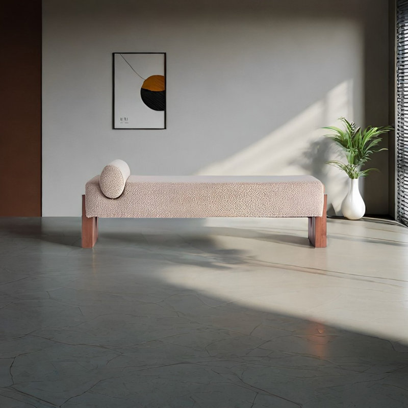 Banc rembourré en mélange de polyester Nilan, H 17,71 po x l 55,11 po x P 19,68 po, Café
