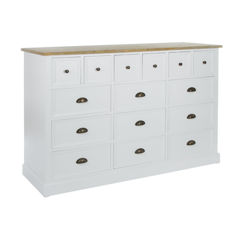 Fultondale Solid Wood 141cm W 15 - Drawer Chest of Drawers