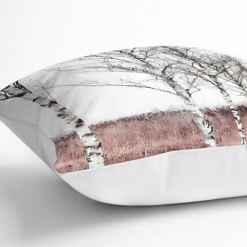 Row of Birch Trees Cushion with Filling, White, 55cm H x 55cm W x 20cm D