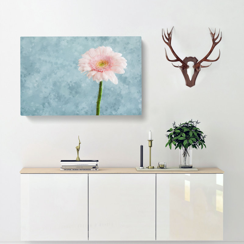 Lone Pink Gerbera - Wrapped Canvas, 40cm H x 60cm W x 3cm D
