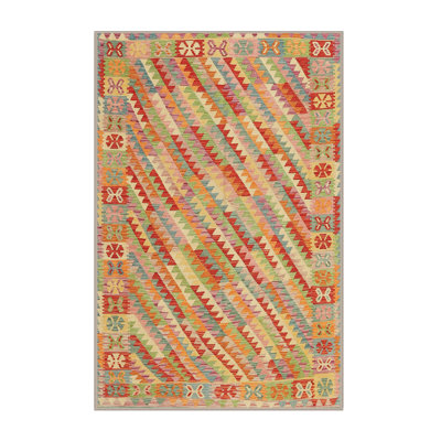 Tapis de zone rouge/orange/vert contemporaine