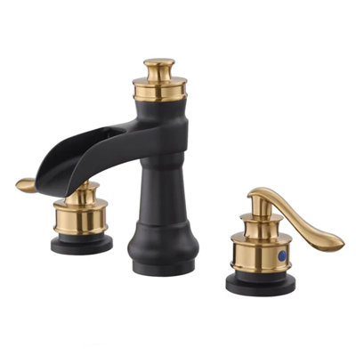 3-Hole 2-Handle Waterfall Widespread Bathroom Sink Faucet with Drain Assembly