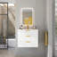 Meuble-lavabo mural moderne avec double tiroir en céramique-626808518