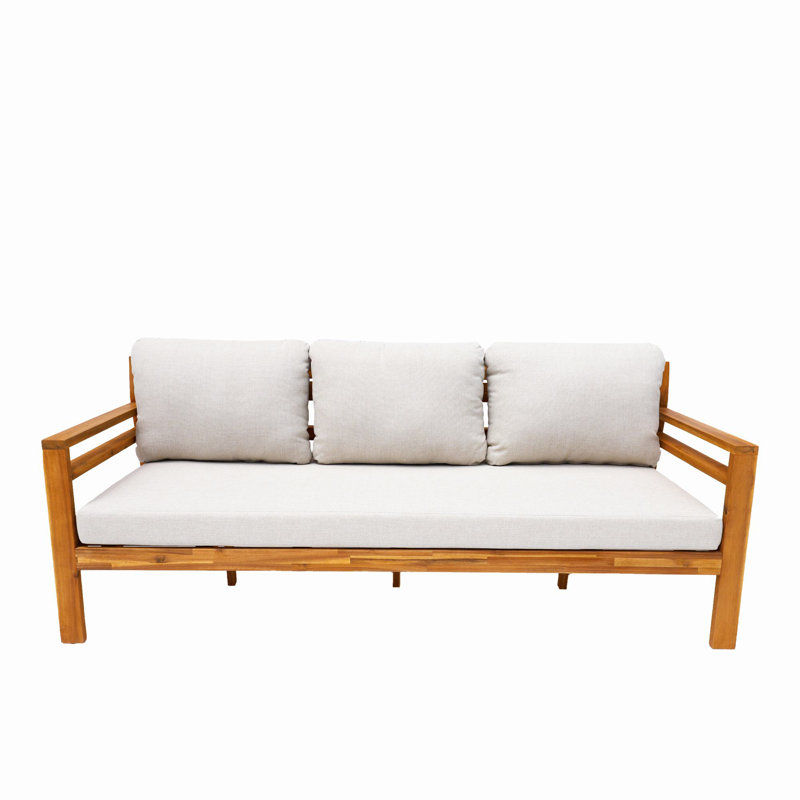 Oketa Acacia Wood Patio Sofa With Cushions