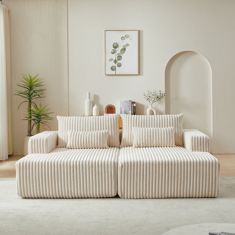 Méridienne modulaire surdimensionnée de 87 po, sans assemblage requis, causeuse en peluche avec canapé-lit inclinable, fauteuil-lit moderne moelleux pour la chambre à coucher du salon intérieur