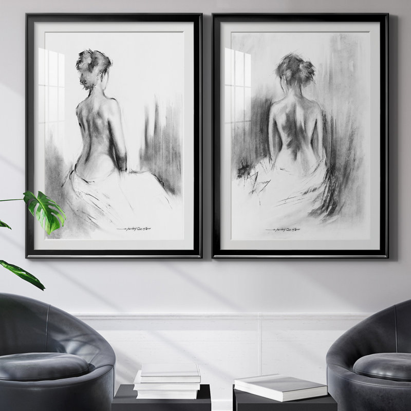 «Soft Silhouette I», ensemble de 2 reproductions d'art, H 18,5 po x l 49 po, Impression encadrée avec passe-partout