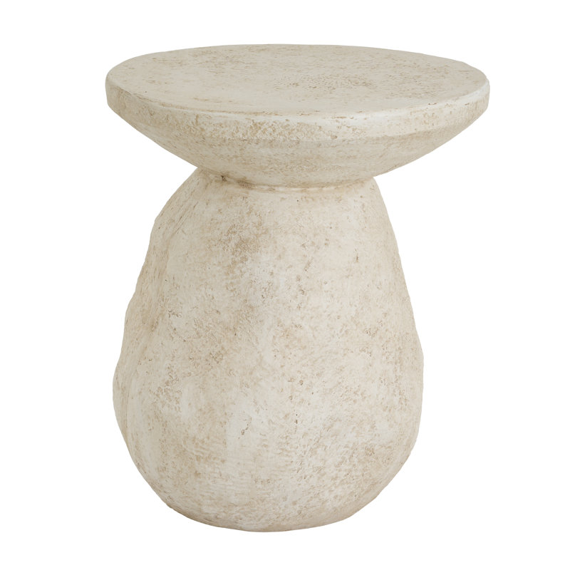 Table d'appoint Laigha Modern Coastal Organic, H 19,5 po x l 16,25 po x P 16,25 po, Beige