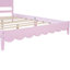 Structure de lit en bois rose grand format - Tête de lit rectangulaire rétro, sans sommier, assez solide pour 600 lb, style d'organisation de tablettes, solide et stable jusqu'à