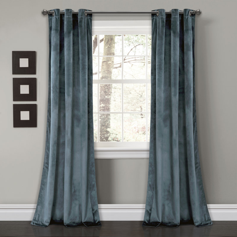 Paire de rideaux isolants Prima Velvet, Bleu Ardoise, l 38 po x L 95 po