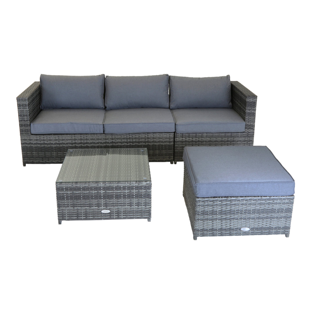 4-Sitzer Lounge-Set Aviva aus Polyrattan