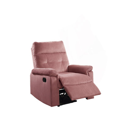Luxurious Velvet Blush Pink Color Motion Recliner Chair 1Pc Couch Manual Motion Plush Armrest Tufted Back Living Room Furniture Chair
