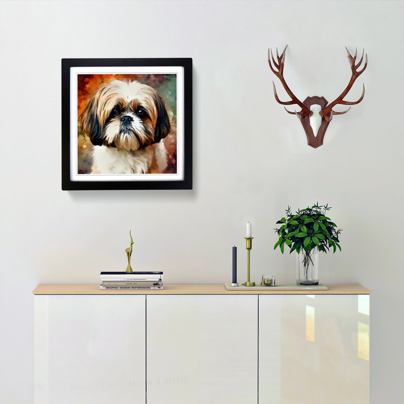Shih Tzu Digital No.1 - Framed Print, Black