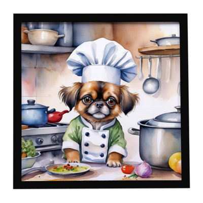 Tibetan Spaniel The Chef Framed Metal Print
