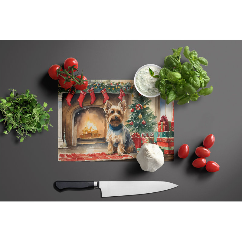 Grande planche à découper Silky Terrier Cozy Christmas