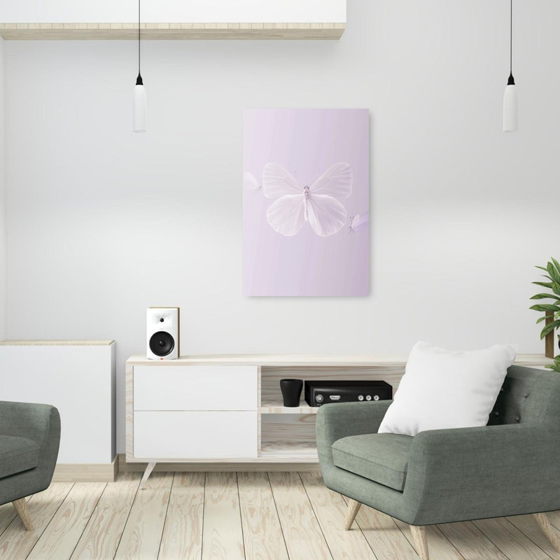 Soft Lavender Butterflies Delicate Ethereal Serene Butterfly Lavender Violet Nature Wall Art Print 1 Piece Wrapped Canvas Wall Art