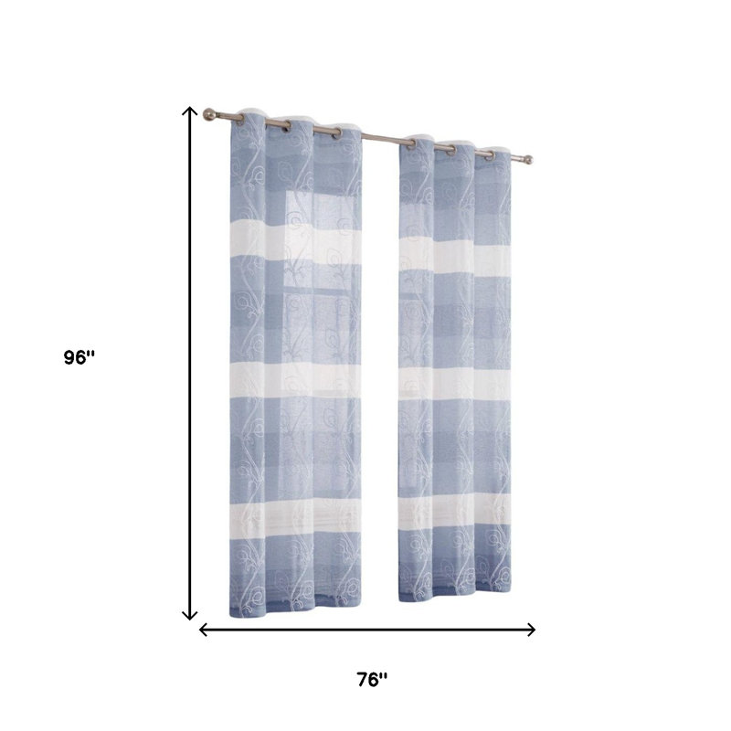 Panneaux de fenêtre Effrosyni, Bleu, L 76 po x L 96 po