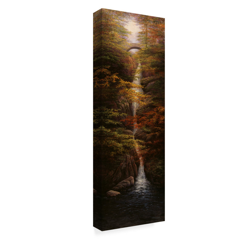 " Fall Waterfall " Oil Print, 32" H x 10" W x 2" D
