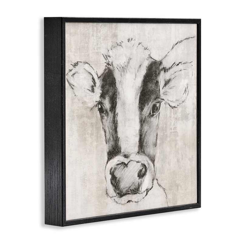  Vache Stupell Industries, impression de giclée encadrée par Eli Jones, H 17 po x l 17 po, Giclée encadrée noir minuit