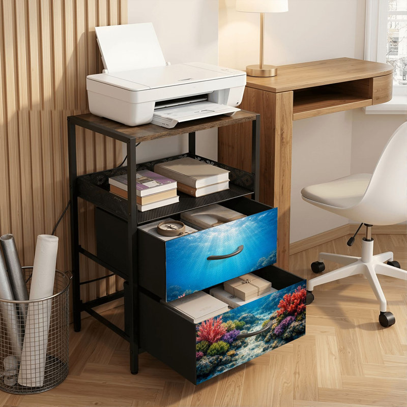 Table de chevet 2 tiroirs avec station de charge, table de chevet avec ports USB et prises USB
